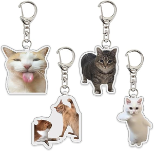 Vente chaude : 8 porte-clés en acrylique légers et imperméables avec des chats mignons, des chats qui parlent, des mèmes de chats - Product Image 6