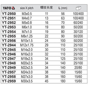 Macho de roscar automático E-Tuo Metric Chip Free M22x1.5mm con acabado brillante para metales no ferrosos YT-2944 - Product Image 2