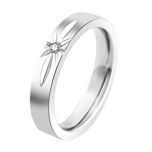 Star Design Diamond Couple <b>Rings</b> Gold Plated <b>Titanium</b> Steel Wedding Jewelry Unisex XYR0088 - Product Image 5