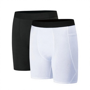 Pantalones Cortos de Compresión Deportivos para Hombre, Transpirables, Tejidos, con Bolsillo Medio, de Spandex/Poliéster, Elásticos, de Secado Rápido - Product Image 4