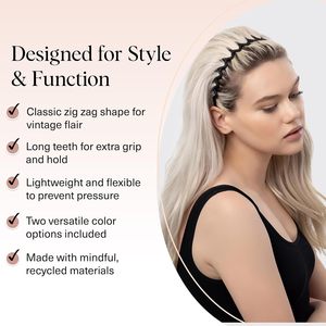 <span class=keywords><strong>Serre</strong></span>-têtes en <span class=keywords><strong>zigzag</strong></span> pour femmes - Accessoires de mode, styles ondulés pour cheveux lissés, confortables, réglables, avec peigne intégré, écologiques - Product Image 4