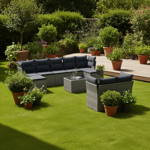 Conjunto de Sofás de Jardín en Ratán Sintético Gris Oscuro, 6 Plazas, Resistente a la Intemperie, Diseño Contemporáneo para Patio o Terraza - Product Image 2