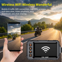 Kamera Motor Dashcam Ganda Depan dan Belakang 1080P dengan Layar 3.0 Inch, Perekam Skuter, Wifi, Monitor Parkir