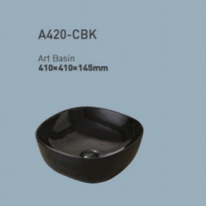 A420-CBK Art Basin Lavabo de comptoir en céramique noire 410x410x145mm - Product Image 1
