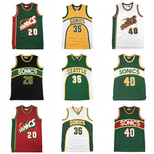 Camiseta de Baloncesto Retro Bordada de Durant para Hombre y Mujer, Verano, Transfronteriza, Supersónica 35 #   20 #   40 #   Chalecos con Mangas Cortas - Product Image 2