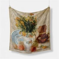 Écharpe de luxe en tissu polysilk, série Van Gogh, motif artistique personnalisé, fournisseur OEM