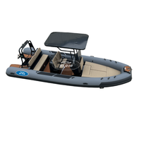 Yacht de Luxe Hedia 6,5 m 650 Orca Hypalon PVC Aluminium, Bateau Semi-Rigide de Pêche à Coque en V Profond avec Moteur Hors-Bord 150 CV
