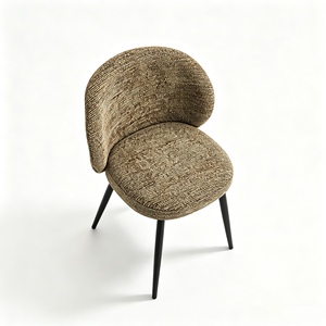 Chaise de salle à manger à dossier incurvé en tissu bouclé, chaise d'appoint avec pieds en métal, sièges décoratifs pour salle à manger, maison, hôtel - Product Image 5