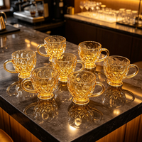 Qixiang Six Sets Golden Cup Beads Point Money Tea Mugs Design Moderne Verre Sodium Calcium Réutilisable pour Infuser le Thé et Décoration Intérieure