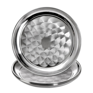 Plateau de service rond en <span class=keywords><strong>acier</strong></span> inoxydable 410, prix plus bas, 35 cm, 40 cm, 45 cm, 50 cm, 60 cm, 70 cm, 80 cm, pour servir les aliments, assiettes rondes pour le dîner - Product Image 2