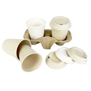 Vasos de Papel Biodegradables y Compostables de Calidad Alimentaria, Hechos de Bambú y <span class=keywords><strong>Caña</strong></span> de Azúcar, para Café y Jugos, con Tapas - Product Image 3