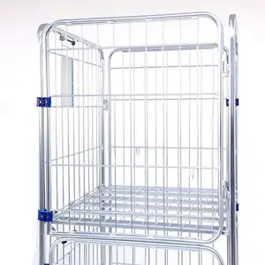 High Quality 4 Sides Foldable Loading 500kg Collapsible Warehouse European Standard Roll Cages Trolley