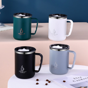 Mug isotherme moderne et minimaliste en acier inoxydable 304 de 500 ml avec poignée et couvercle, idéal pour le café, le thé et l'eau au bureau – Cadeau - Product Image 3