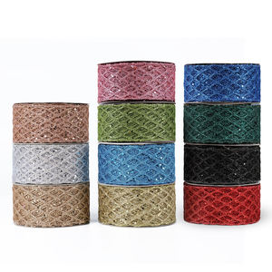 Pita Kerajinan Jaring Payet Besar Berkilau 6,3cm*10, Menarik Perhatian, untuk Hiasan DIY Karangan Natal - Product Image 5