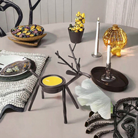 Support de bougie de Noël créatif en fer noir motif cerf européen, taille moyenne, pour décoration intérieure