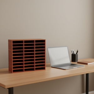 Organizador de literatura Vevor, 27 compartimentos, tablero de fibra de densidad media, marrón, para el hogar, oficina, centro de correo, almacenamiento de revistas - Product Image 2