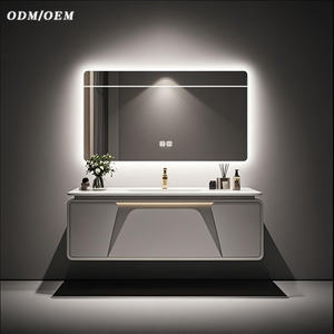 Kamar mandi Italia <span class=keywords><strong>Vanity</strong></span> mewah Modern <span class=keywords><strong>32</strong></span> inci marmer meja tahan air Pvc <span class=keywords><strong>Vanity</strong></span> untuk kamar mandi - Product Image 1