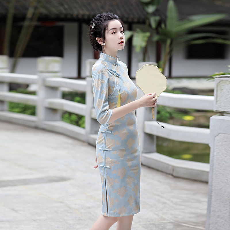 Graduation Ceremony Girls Cheongsam Banquet Performance Classical Slim Fit Dress Student Women Elegant Short Lace Dresses Qipao