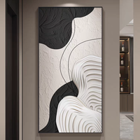 Peinture abstraite de luxe, art mural moderne noir et blanc, peinture sur cristal pour la décoration de la chambre à coucher et du salon