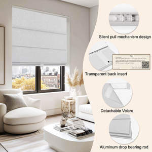 Cortinas romanas inalámbricas para ventanas Tamaño personalizado y color Blackout Cortinas romanas Telas Persiana romana para tratamiento de ventanas - Product Image 3