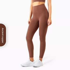 Vente en gros de leggings de yoga taille haute en nylon et élasthanne mélangés de haute qualité, sans couture sur le devant, pantalons de yoga - Product Image 5