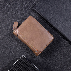 Men's Mini Zip <b>Wallet</b> Solid Color Leather Coin Purse Card <b>Holder</b> Everyday Use JF02 - Product Image 4