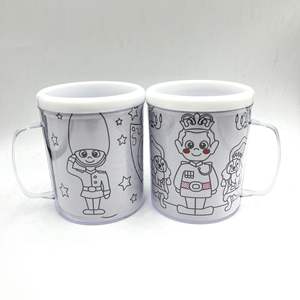 高品质DIY可上漆儿童水杯无双酚a定制标志绘图杯，带纸插入塑料绘图杯 - Product Image 3