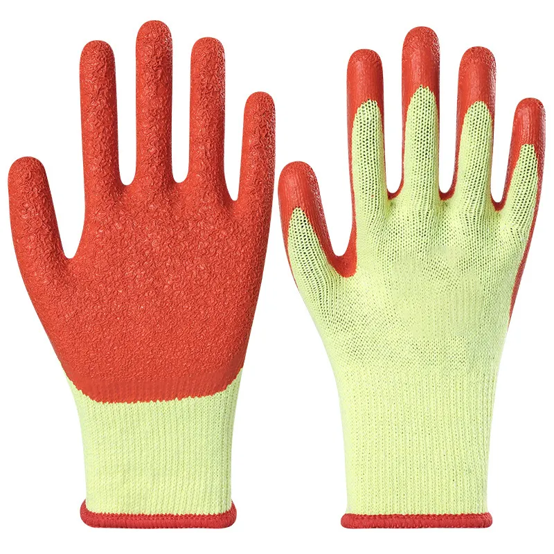 10G Werkende Polyester Handschoenen Latex Rubber Gecoat Gehandschoende Rimpel Handpalm Afwerking Handschoenen Voor Handbescherming