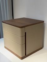 Table de chevet moderne faite à la main, écologique, à 3 tiroirs, avec plateau en bois foncé, revêtement Pebble, fermeture douce, en bois massif multicouche, pour salle à manger