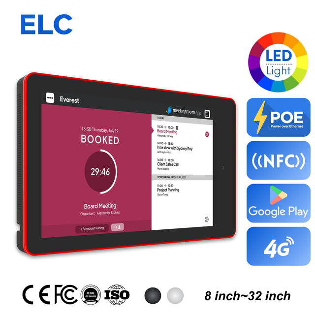 Industrial 10.1" RK3568 PoE Touch Panel with Custom RGB LED Indicator & SDK Android 11 Wall Mount Display for HMI Automation