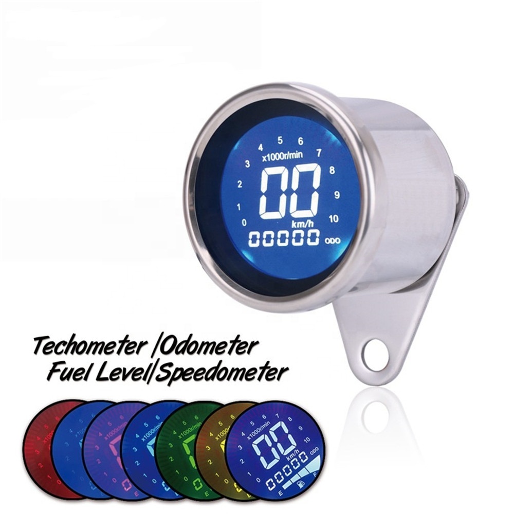 Waterproof Universal Bike Digital Tachometer Retro LCD Odometer Cafe Racer Motorcycle Speedometer