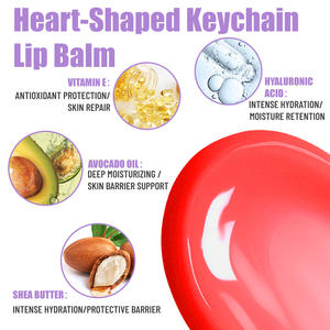Baume à lèvres et joues 2-en-1, 5 teintes, avec miroir, huile d'avocat, soin hydratant pour les lèvres, porte-clés en forme de cœur - Product Image 4