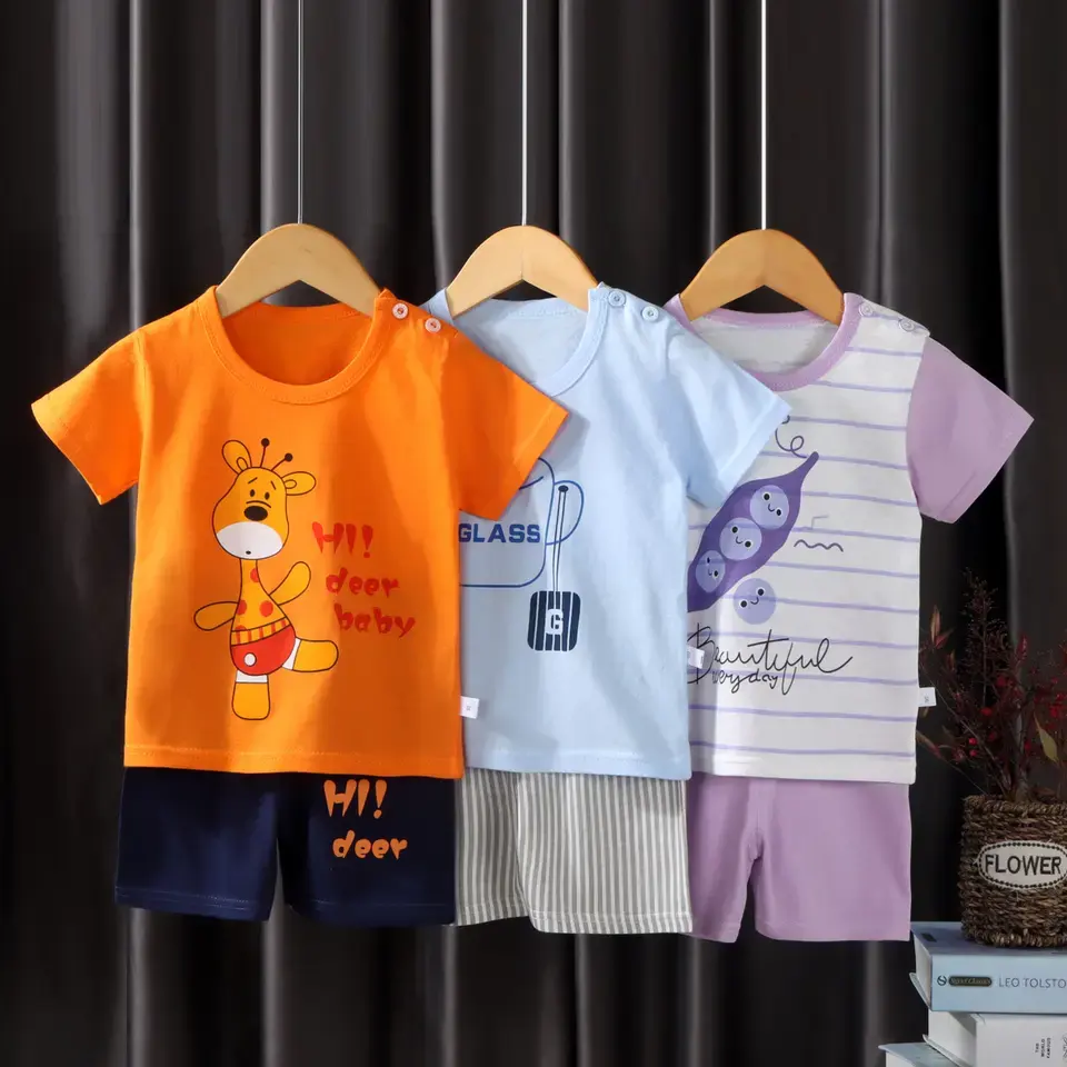 Kaus Anak-anak Lengan Setengah, Penjualan Langsung Produsen Layanan Rumah Tangga Olahraga Set Anak-anak Musim Panas 2022