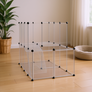 Gabbia per Animali di Taglia Media in PP Trasparente e Telaio in Filo d'Acciaio per Uso Interno Design Moderno Rettangolare - Product Image 2