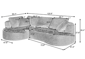 Canapé d'angle moderne en L, grand format, de luxe, convertible, design minimaliste, confortable, pour salon - Product Image 6