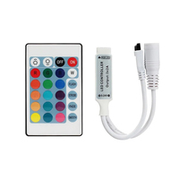 ESann DC12-24V Contrôleur LED RVB 1 canal 24 touches IR pour corde LED 12V 5050 3528 RVB