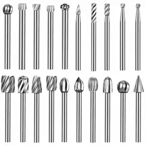 लकड़ी पर नक्काशी के लिए 20-पीस एचएसएस रोटरी बर्स 1/8" ड्रिल बिट सेट, ड्रेमेल टूल के साथ संगत अपघर्षक उपकरण