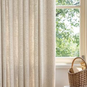 <span class=keywords><strong>Tende</strong></span> in Lino Stile Naturale Tessuto Semplice per la Privacy Drappeggi Moderni con Piega a Pizzico per Camera da Letto e Soggiorno - Product Image 1