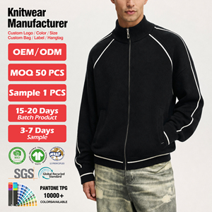 Suéter de Punto Personalizado OEM ODM, Chaqueta Informal de Punto de Algodón con Logotipo Jacquard para Otoño e Invierno, Cárdigan de Punto con Cremallera - Product Image 5