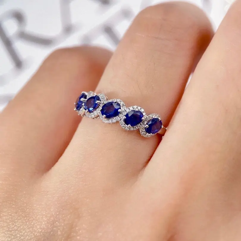 Xinfly Groothandel 0.14ct Vintage Antieke Blauwe Edelsteen Diamant 18K Massief Echt Goud 1.2ct Saffier Mannen Natuurlijke Kleur Stenen Ring