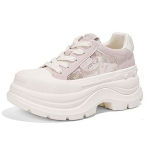 Chaussures pour femmes à semelles souples et confortables, rehaussantes, respirantes en maille blanches, collection été 2026 - Product Image 2