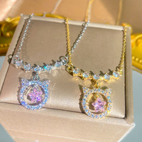 Kalung Lapis Emas 18K Baja Tahan Karat Model Terbaru 2026, Liontin Lingkaran Berhias Zirkon Besar, Perhiasan Mewah untuk Wanita