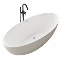 Baignoire autoportante en pierre artificielle blanche de luxe, sur mesure, nouveau design, en acrylique