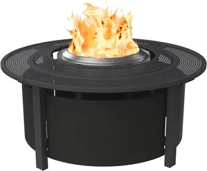 Пожарная яма, обрамляющая столешницу, горящая на открытом воздухе, яма для костра 20x42 в черном цвете
