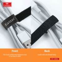 Attaches de câble autobloquantes portables Earldom en PP + flanelle avec fermeture auto-agrippante, support de ruban souple pour la gestion des câbles USB, forte adhérence