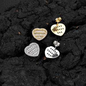 Fashion Unisex Five Layer Mixed Zirconia Love Heart Zirconia Earrings for Couples Trendy Heart Brass <b>Studs</b> Jewelry - Product Image 1