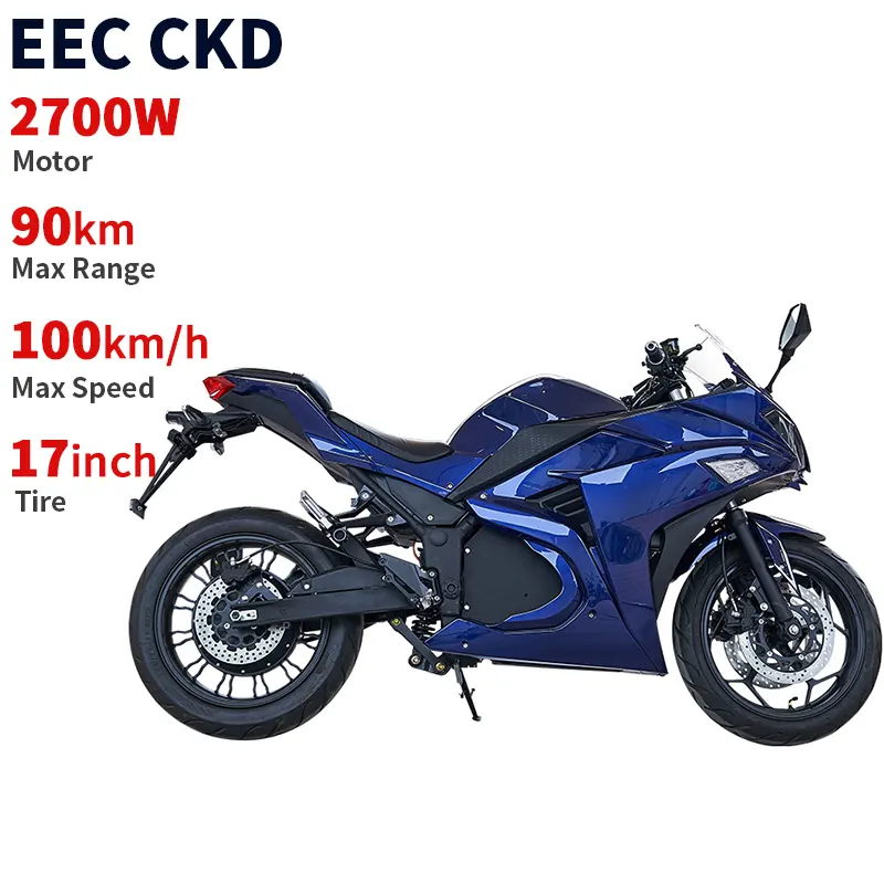 CKD SKD 17inch manufacturer customized electric motorcycle 2700W 100km/h speed 90km range e72 volt electric motorcycle