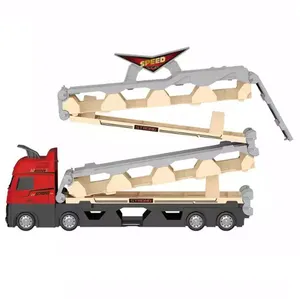 Kualitas Baik Ketapel Deformasi Truk Kontainer Besar 6 Kotak Penyimpanan Mobil Logam Kecil Mainan Truk Derek Ejeksi untuk Anak-anak
