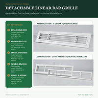 Grille linéaire amovible en aluminium YBGR6010, diffuseur de plafond HVAC à noyau détachable pour l'air d'admission et de refoulement
