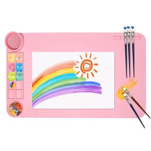 LA Manufacturer Soft Durable Washable Silicone Painting Mat Art for Kids Silicone <b>Drawing</b> Craft <b>Pad</b> Mat With Cup - Product Image 1